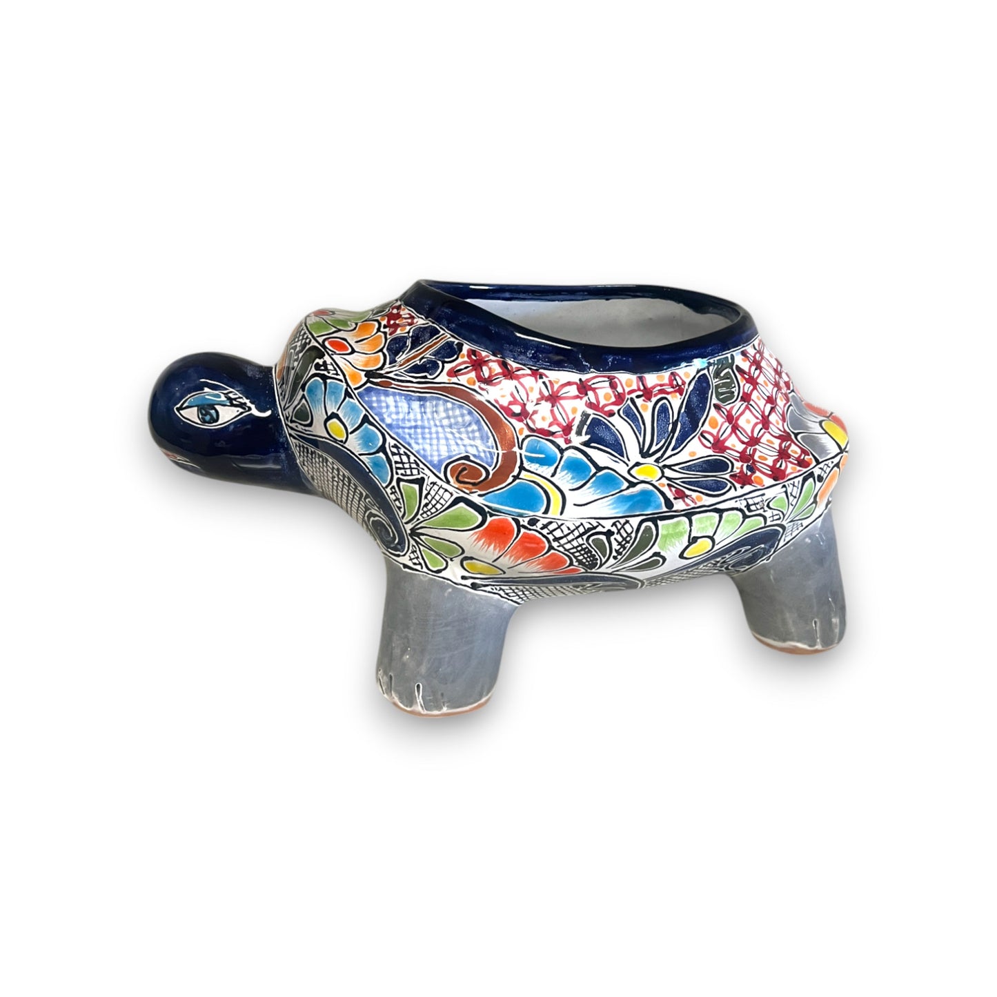 Talavera Turtle Planter | Hand-Painted Mexican Ceramic Garden Pot