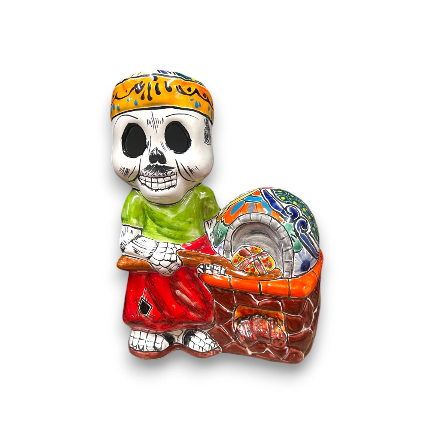 Talavera Skeleton Cook | 8" Day of the Dead Chef Figurine with Oven