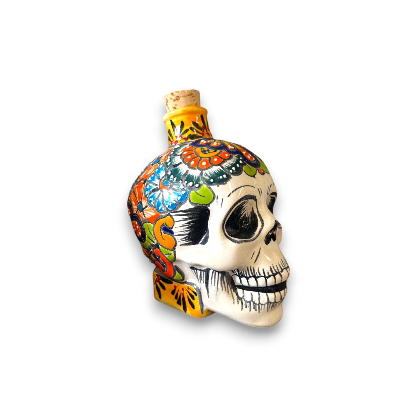 Talavera Skull Decanter | Small Day of the Dead Ceramic Bottle
