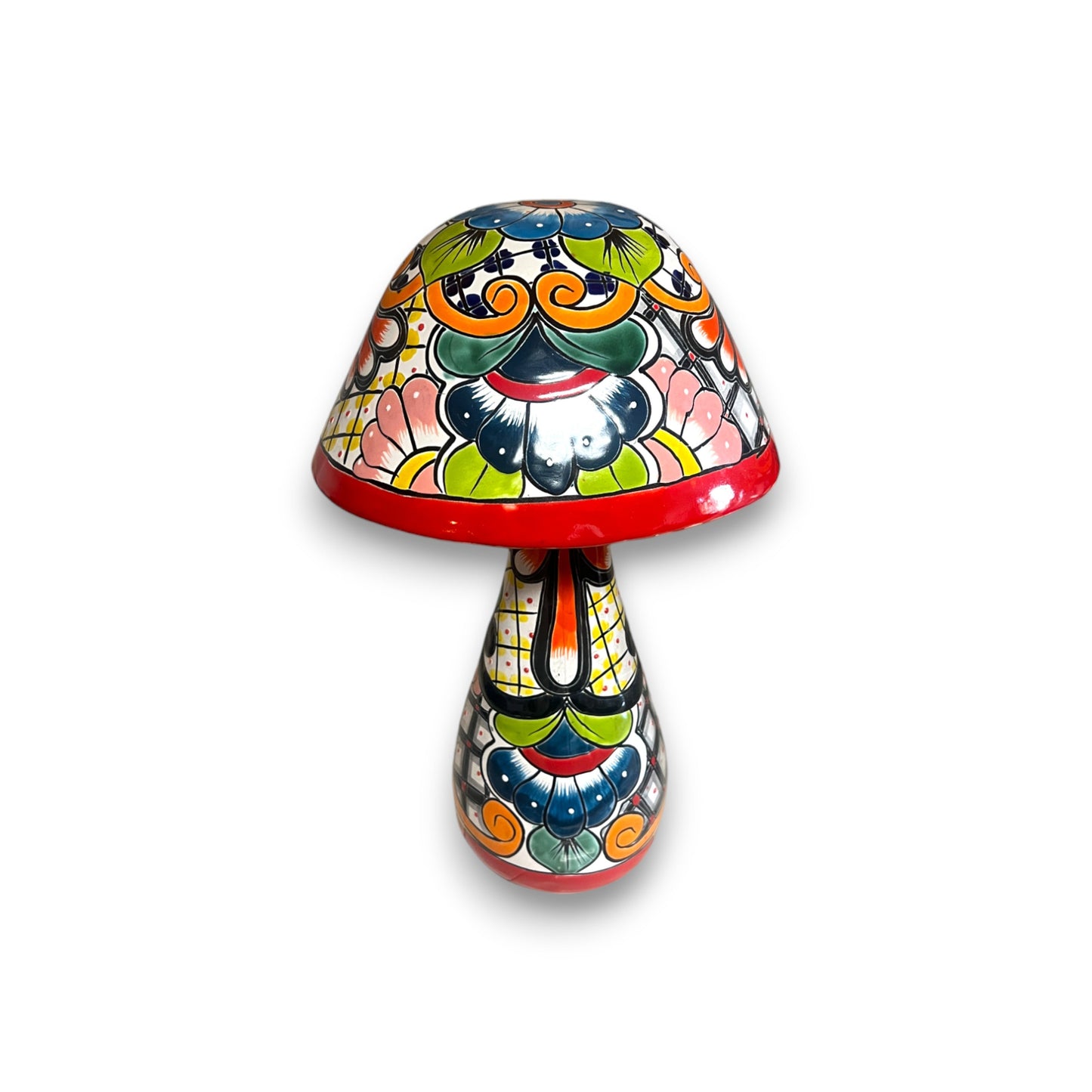 Talavera Mushroom Statue Set | Hand-Painted Mexican Garden Decor