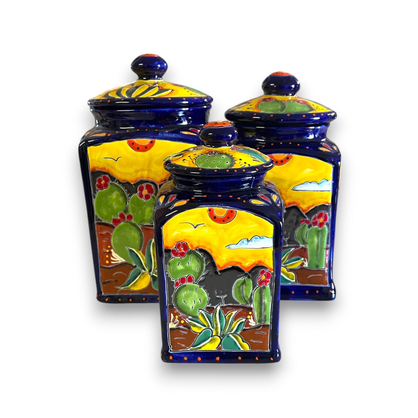 Handmade Desert Canister Set | Colorful Mexican Talavera Pottery
