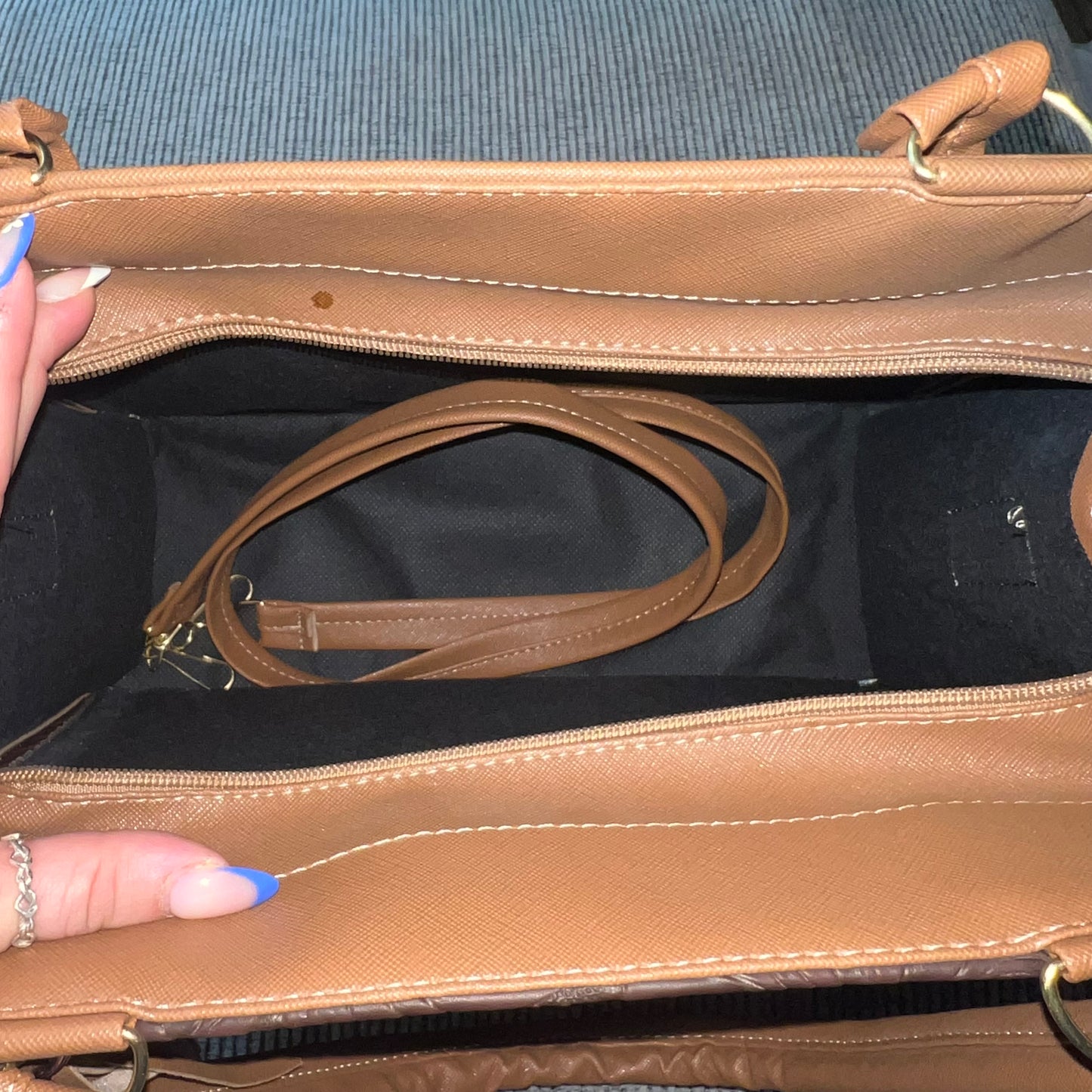 Faux Leather Brown Artisan Handbag