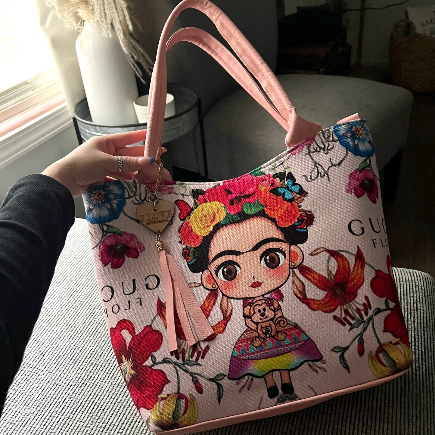 Frida Kahlo Pink Artisan Tote