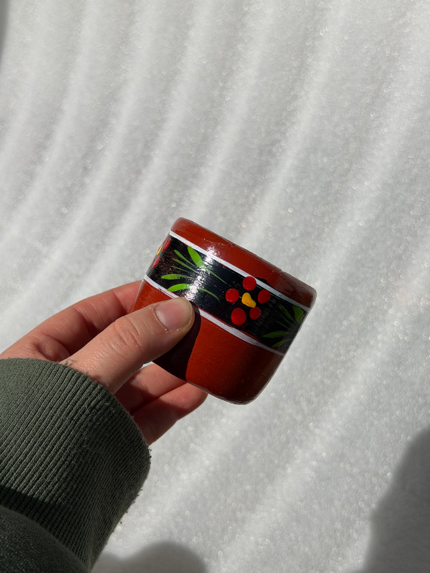 Small Red Hand Painted Cantaro with Cup