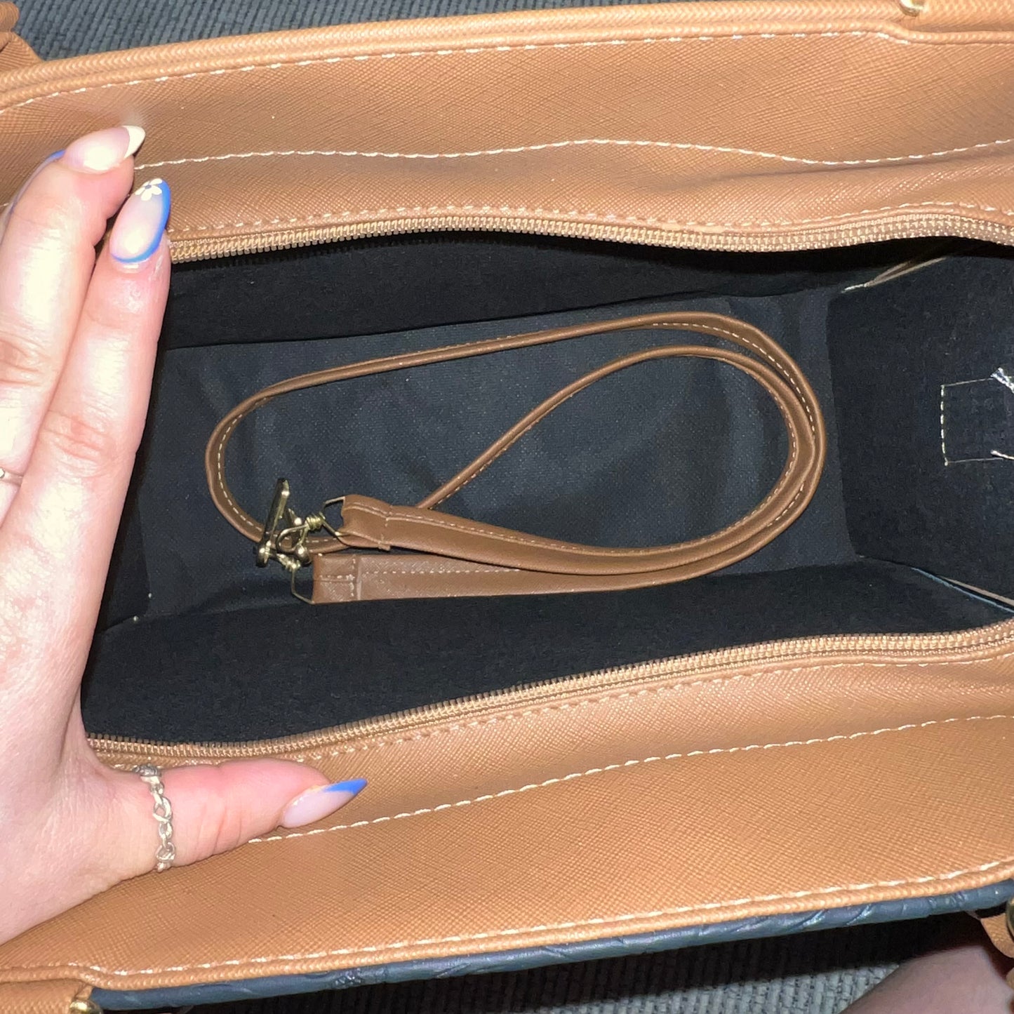 Faux Leather Black Artisan Handbag