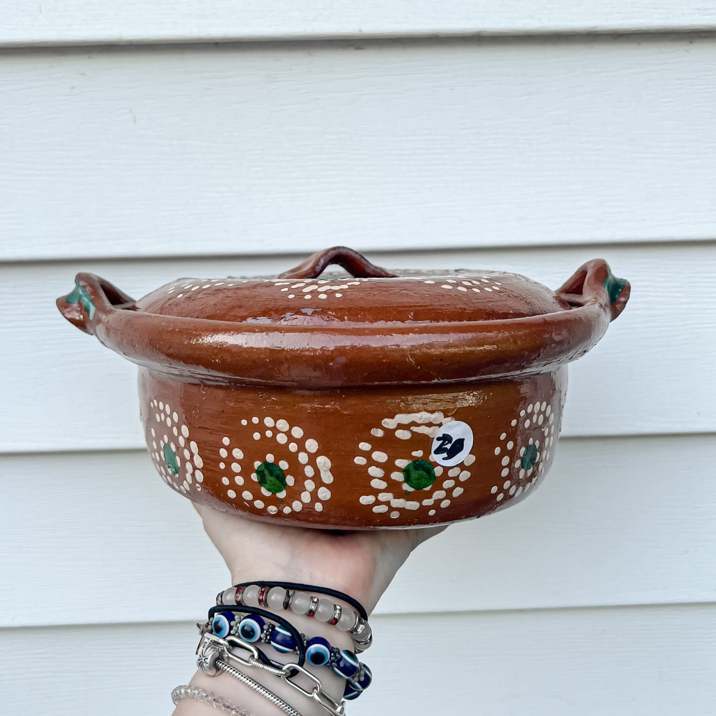 Traditional Mexican Barro Pot 500mL Green Handles