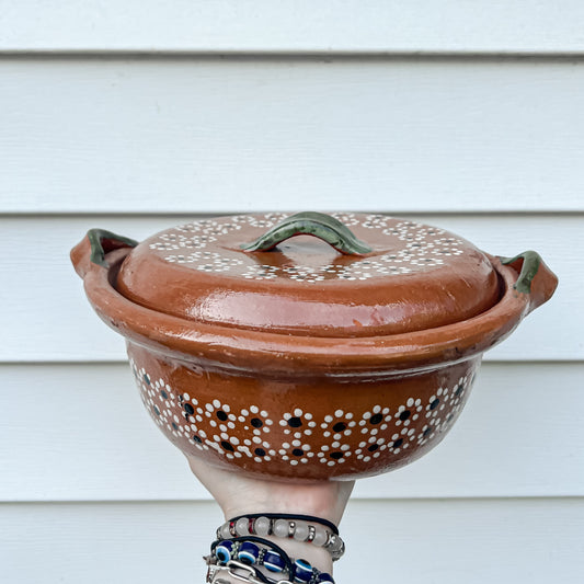 Traditional Mexican Barro Pot 500mL Green Handles