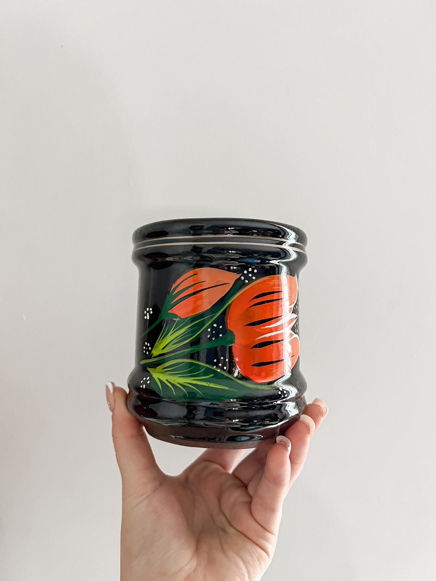 Floral Orange Ceramic Hand-painted Mug