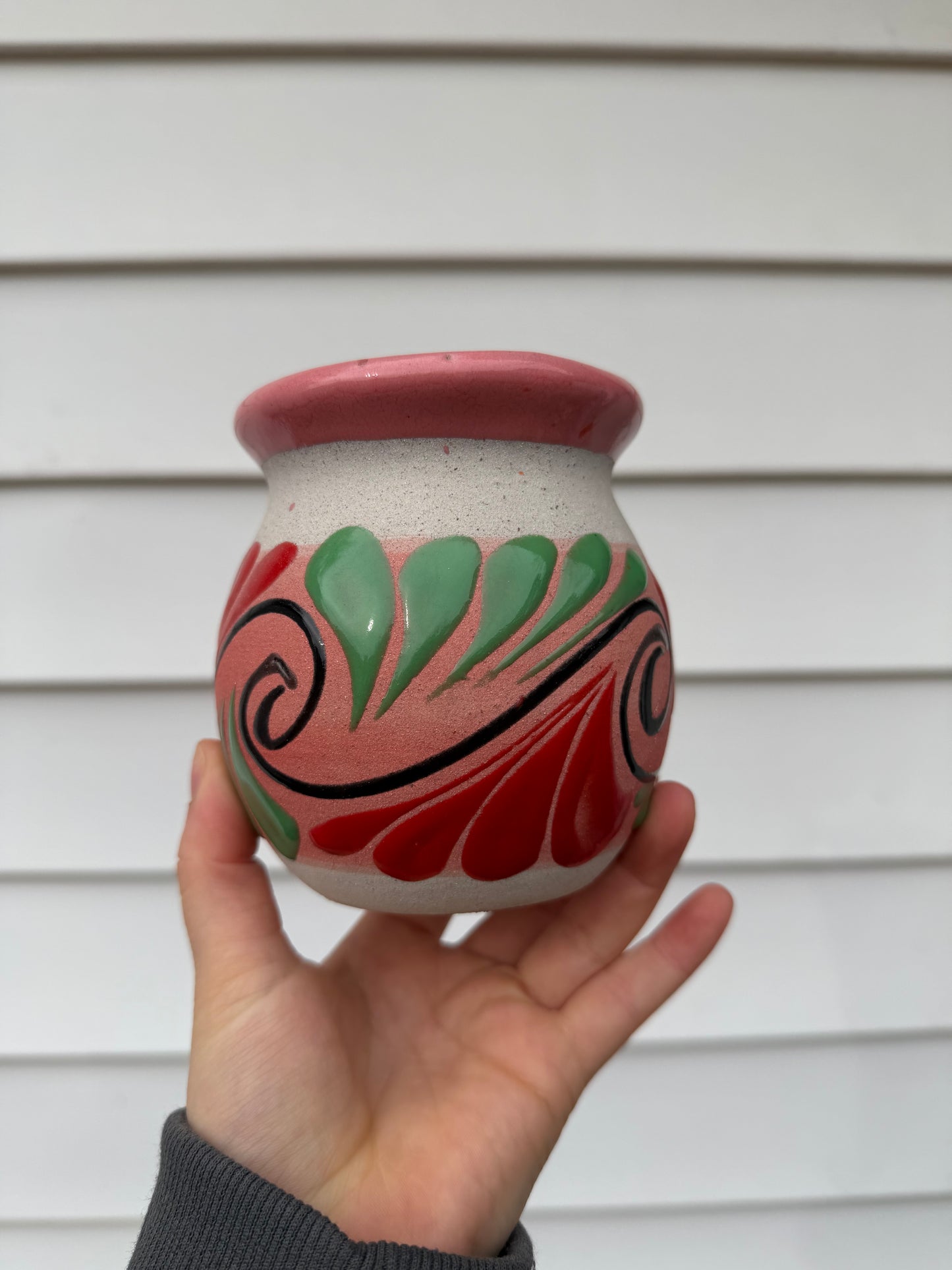 Pink Engobe Barro Hand-Painted Mug