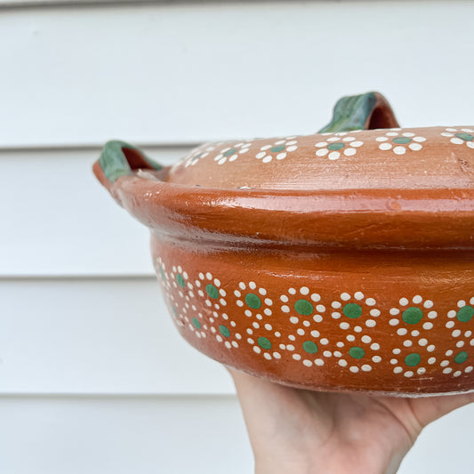 Traditional Mexican Barro Pot 500mL Green Handles