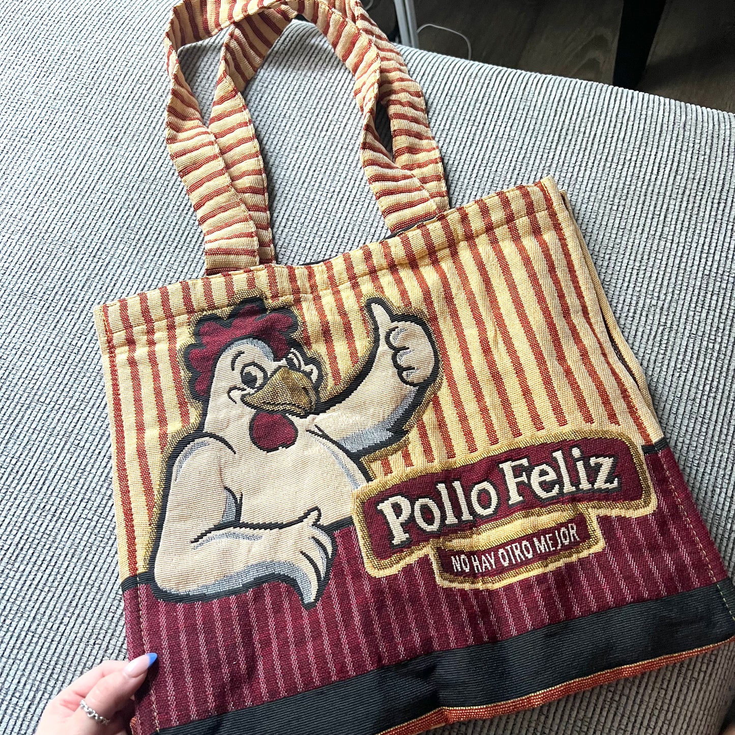 Handmade Pollo Feliz Tote Bag