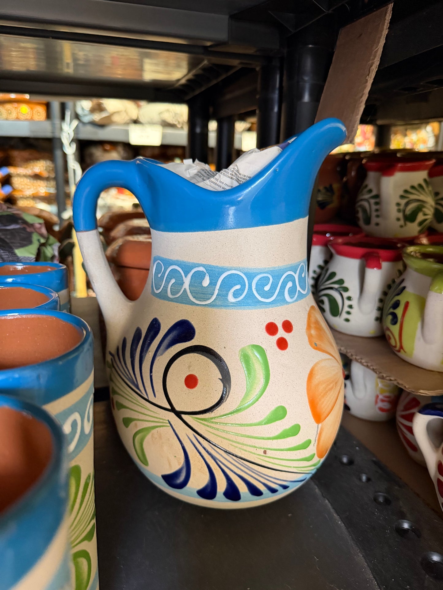 Engobe-Style Mexican Pitcher Set