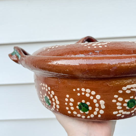 Traditional Mexican Barro Pot 500mL Green Handles