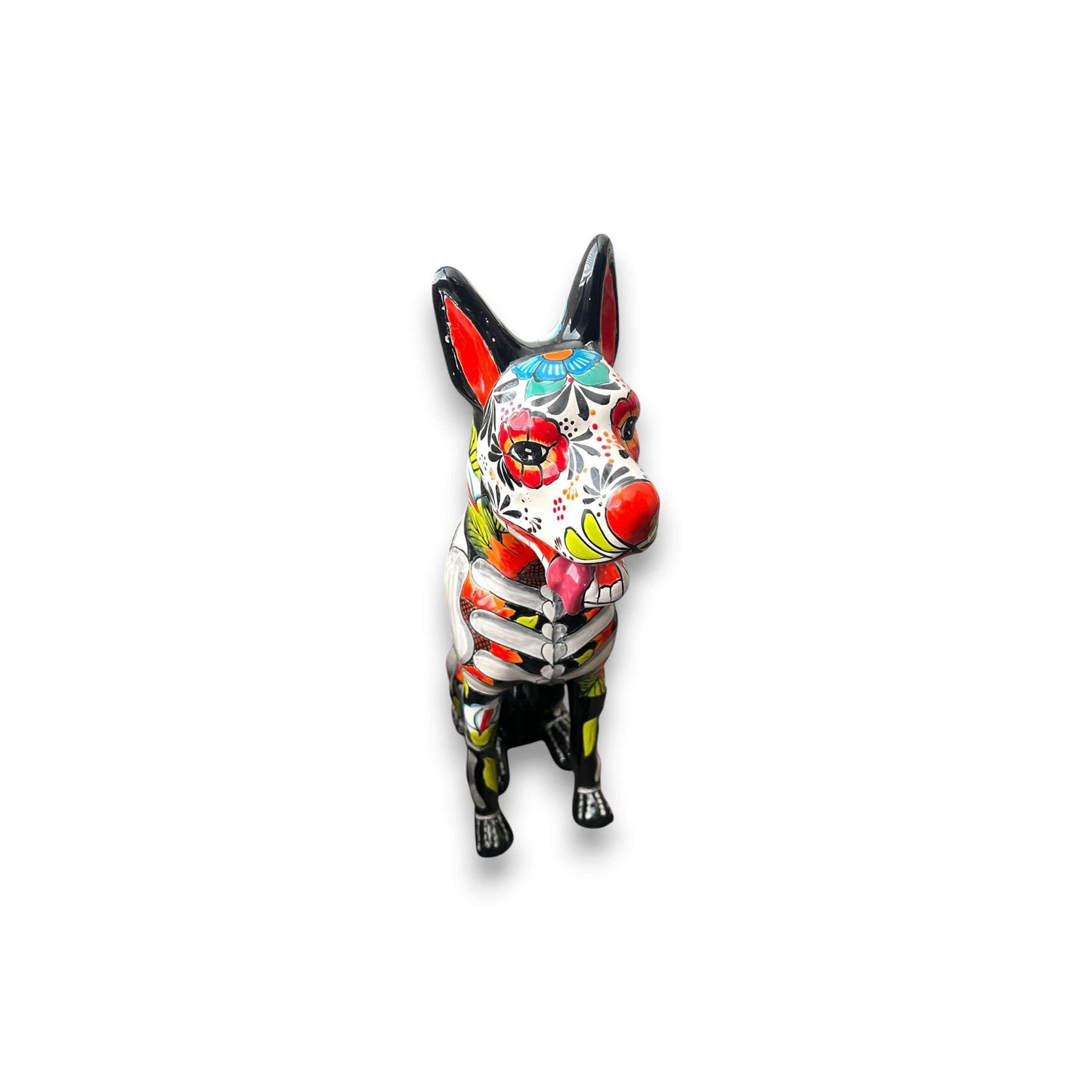 Day of the Dead Talavera Dog Statue | Vibrant Mexican Ceramic Sculpture