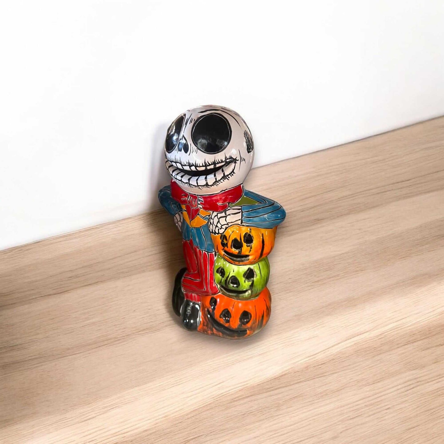 Handcrafted Talavera Skeleton Statue | Vibrant Day of the Dead Calavera Decor