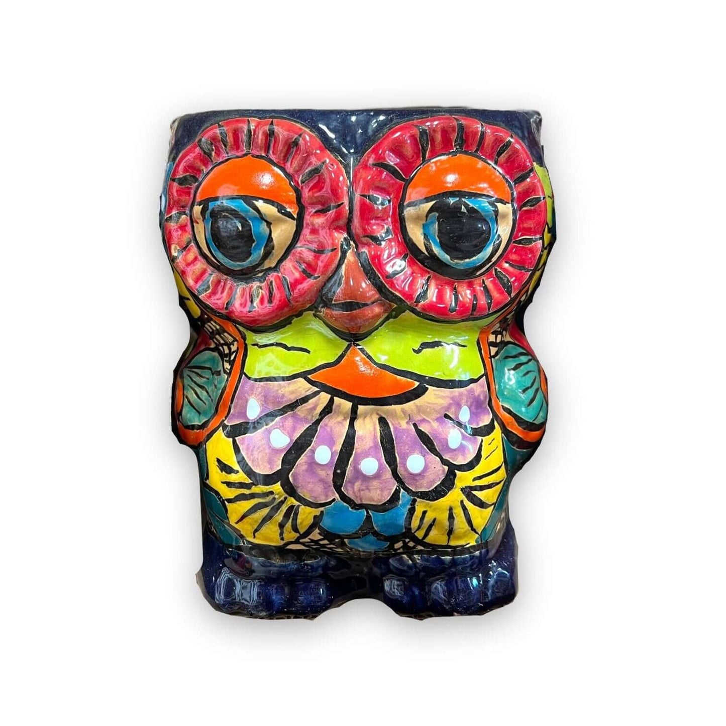 Talavera Owl Planter | Double-Faced Hand-Painted Pottery
