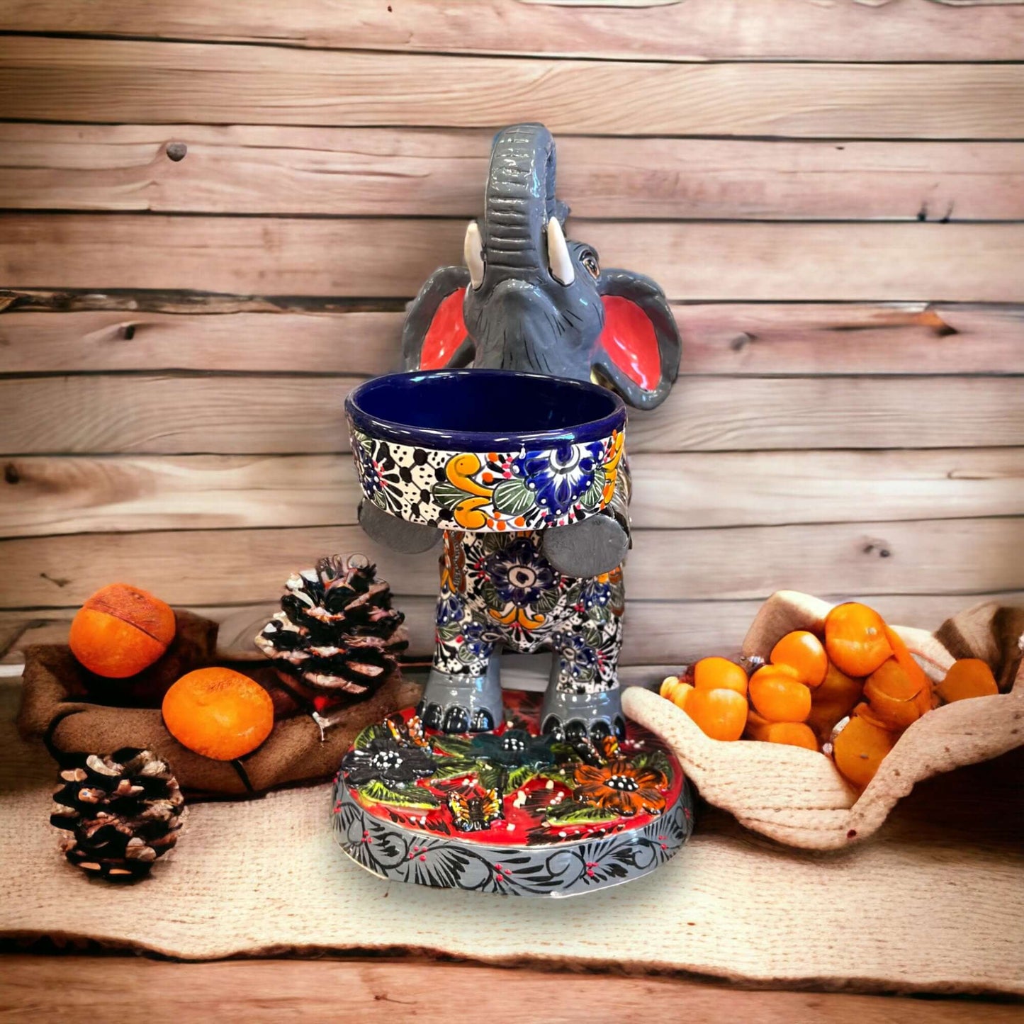 Talavera Elephant Planter | Hand-Painted Ceramic Art