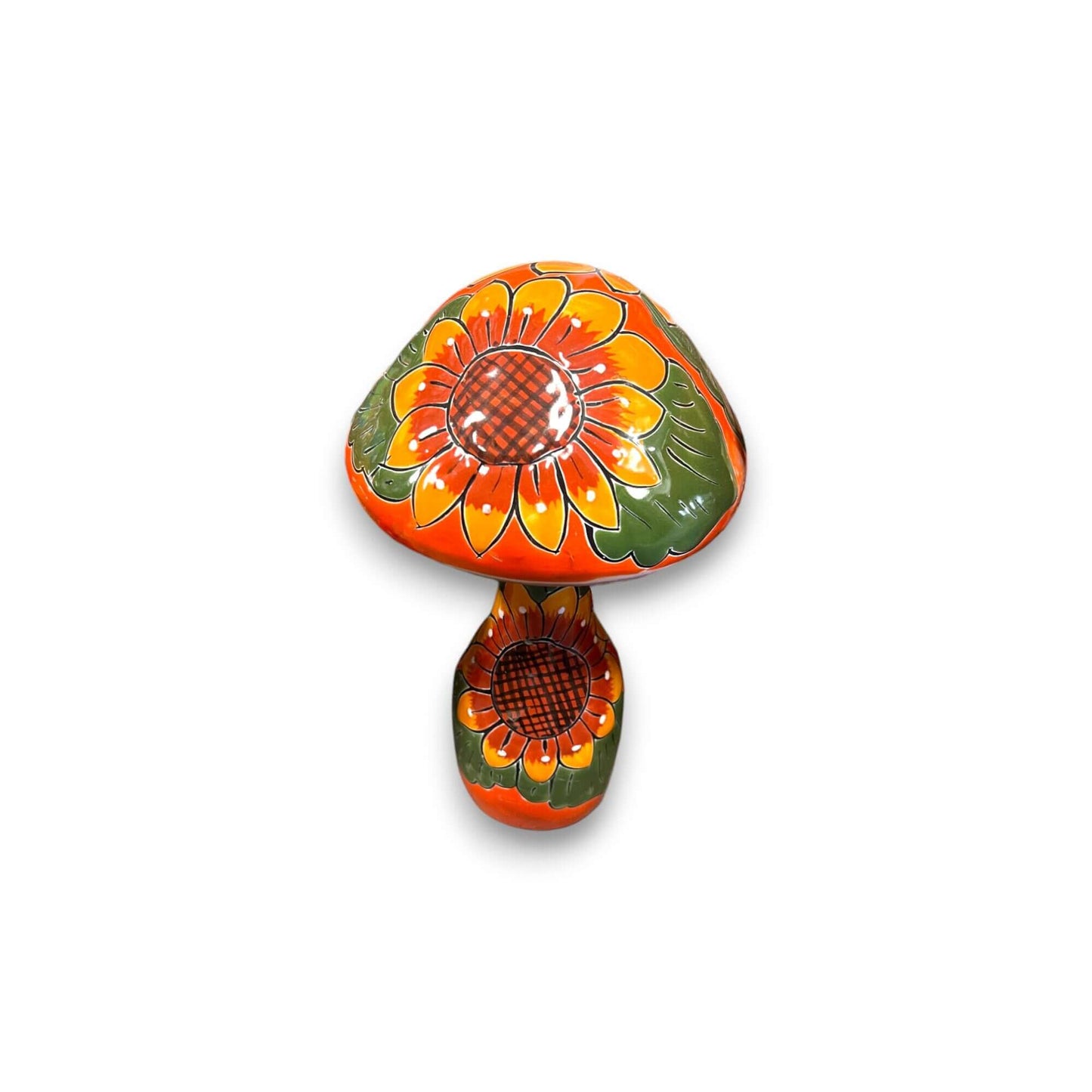 Talavera Mushroom Trio | Hand-Painted Sunflower Garden Decor