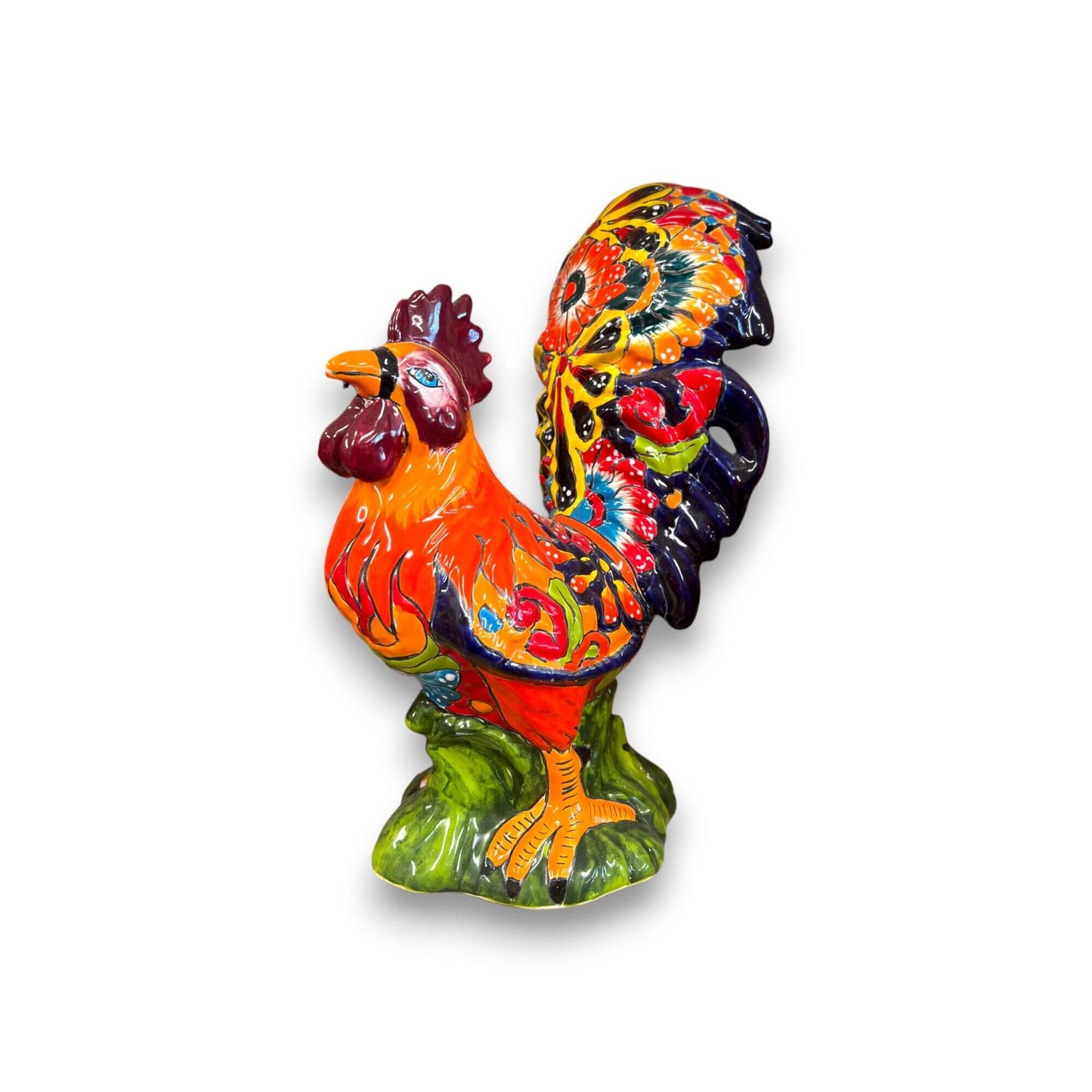 Talavera Rooster Statue | Large Hand-Painted Ceramic Decor