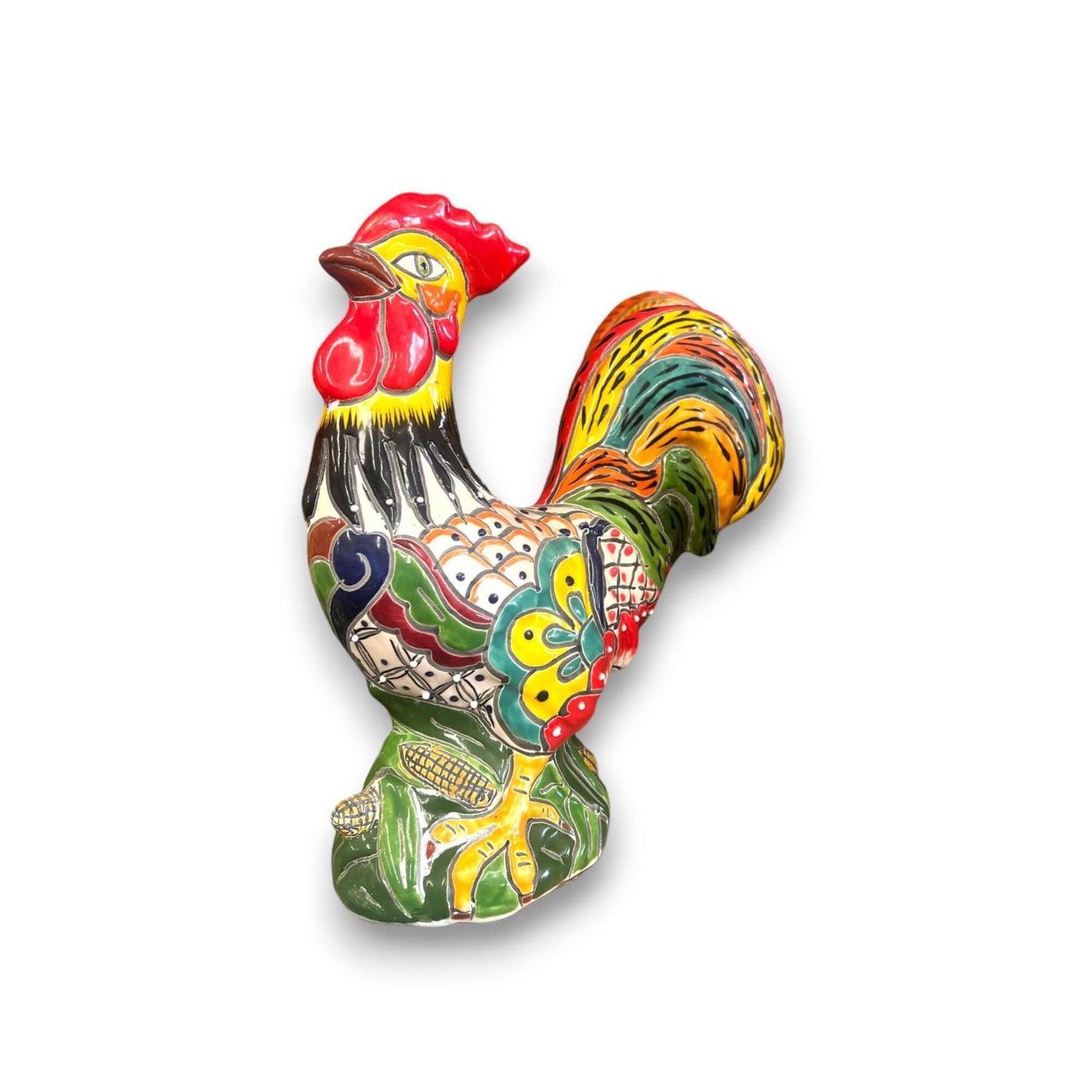 Talavera Rooster Statue | Colorful Handmade Mexican Farmhouse Decor