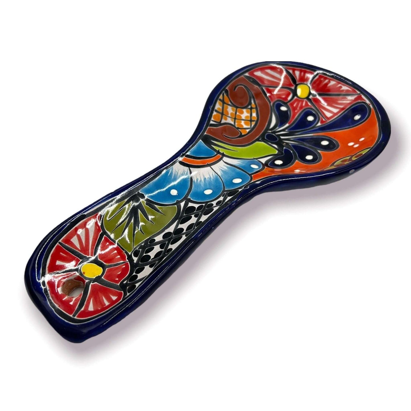 Colorful Mexican Talavera Utensil Rest | Handmade Spoon Rest