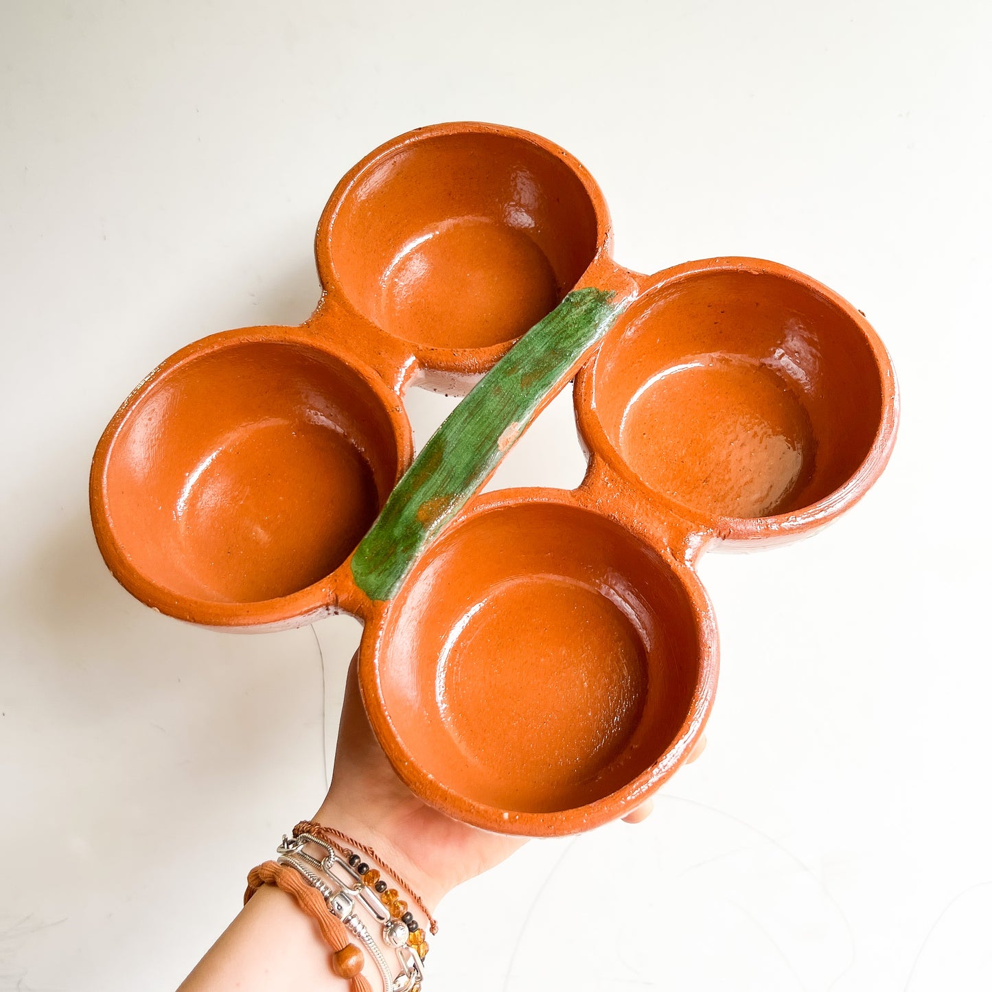 4 Section Handmade Salsa Holder