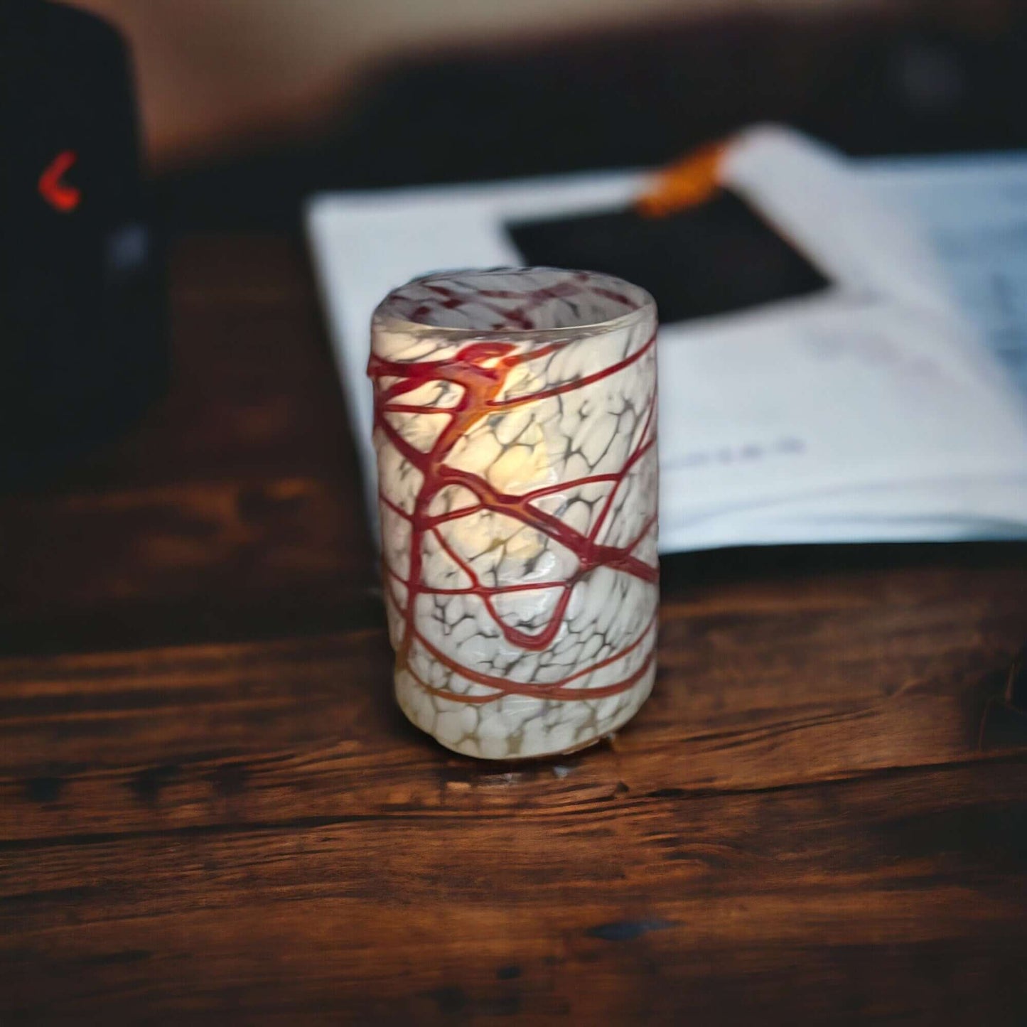 Mexican Hand Blown Drinking Glasses | Elegant White and Red