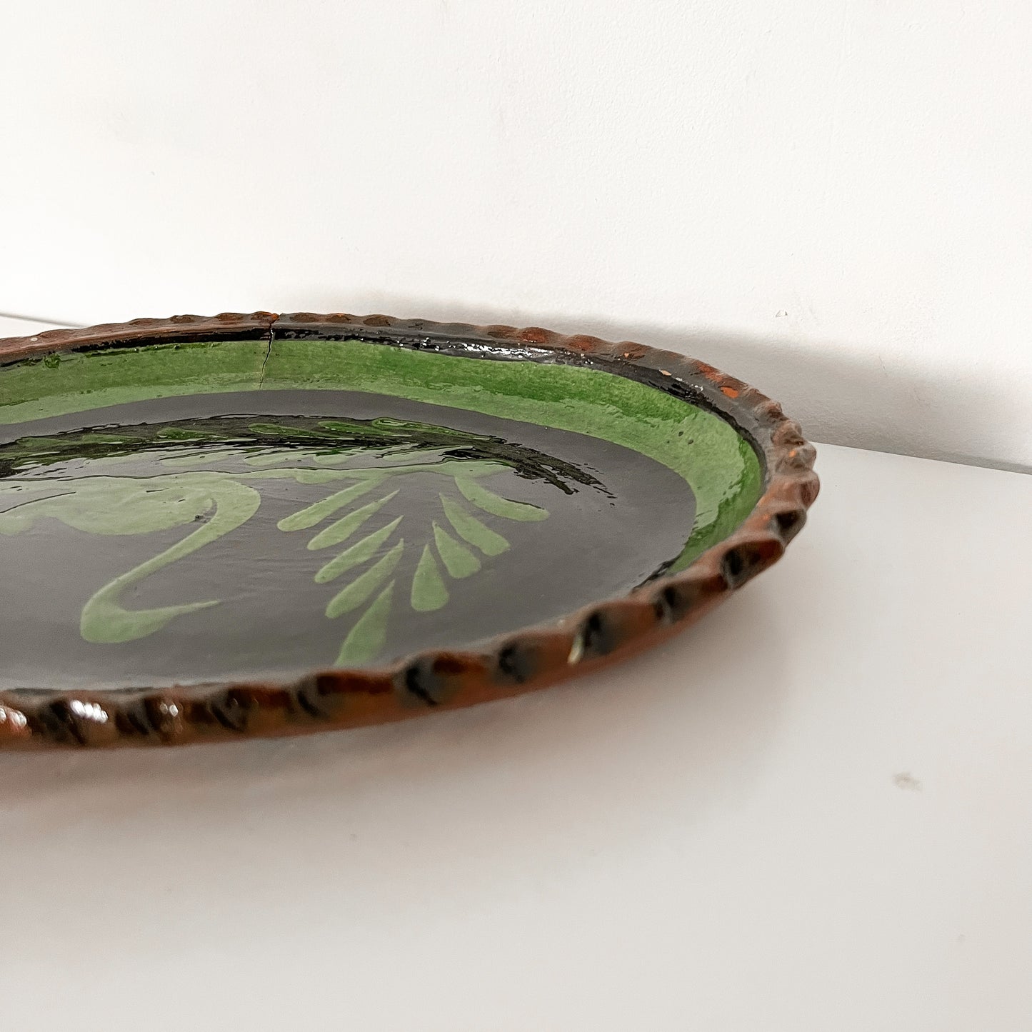 Large Green Oval Pottery Plate