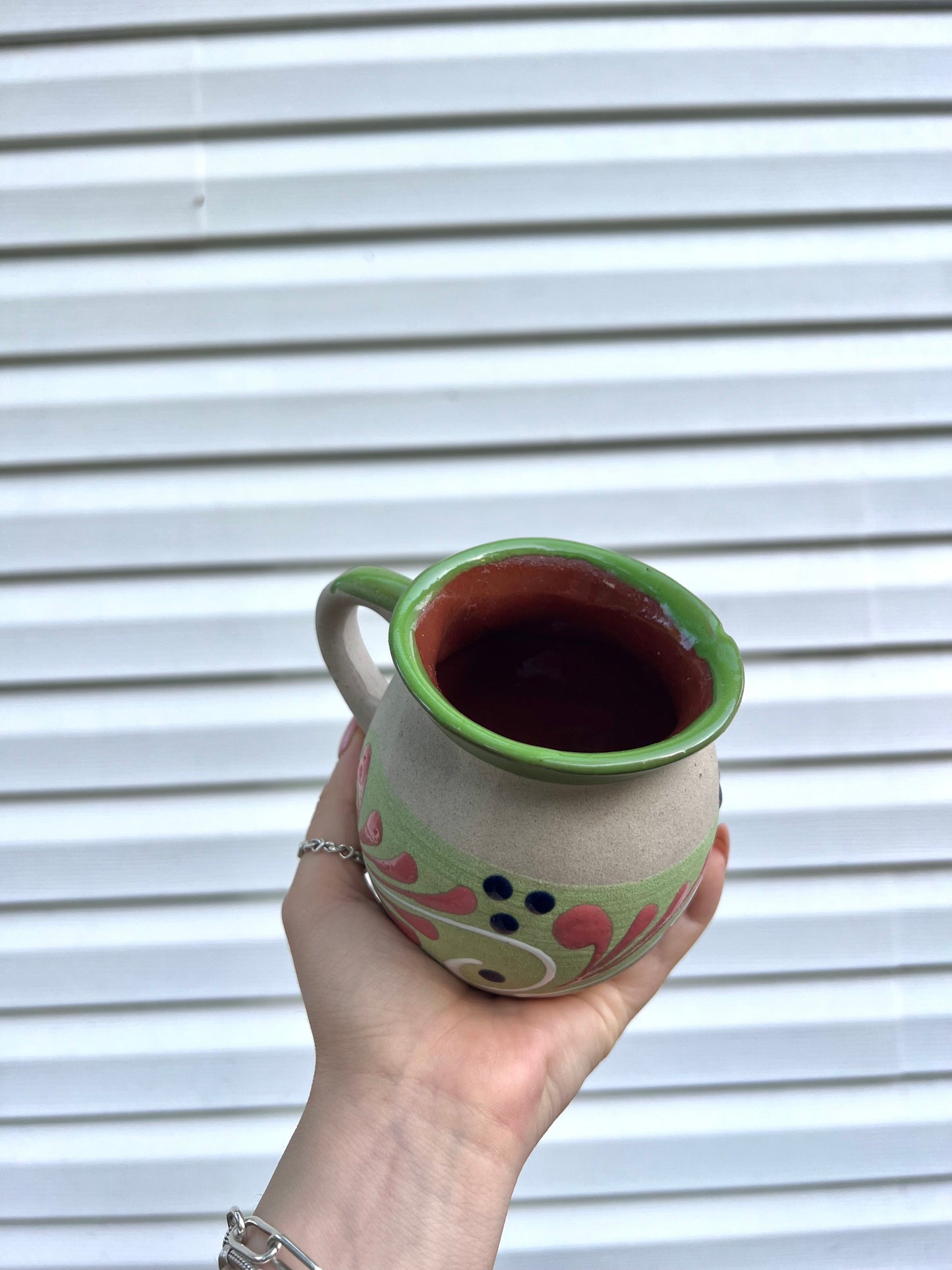 Traditional green+pink artesanal Mug