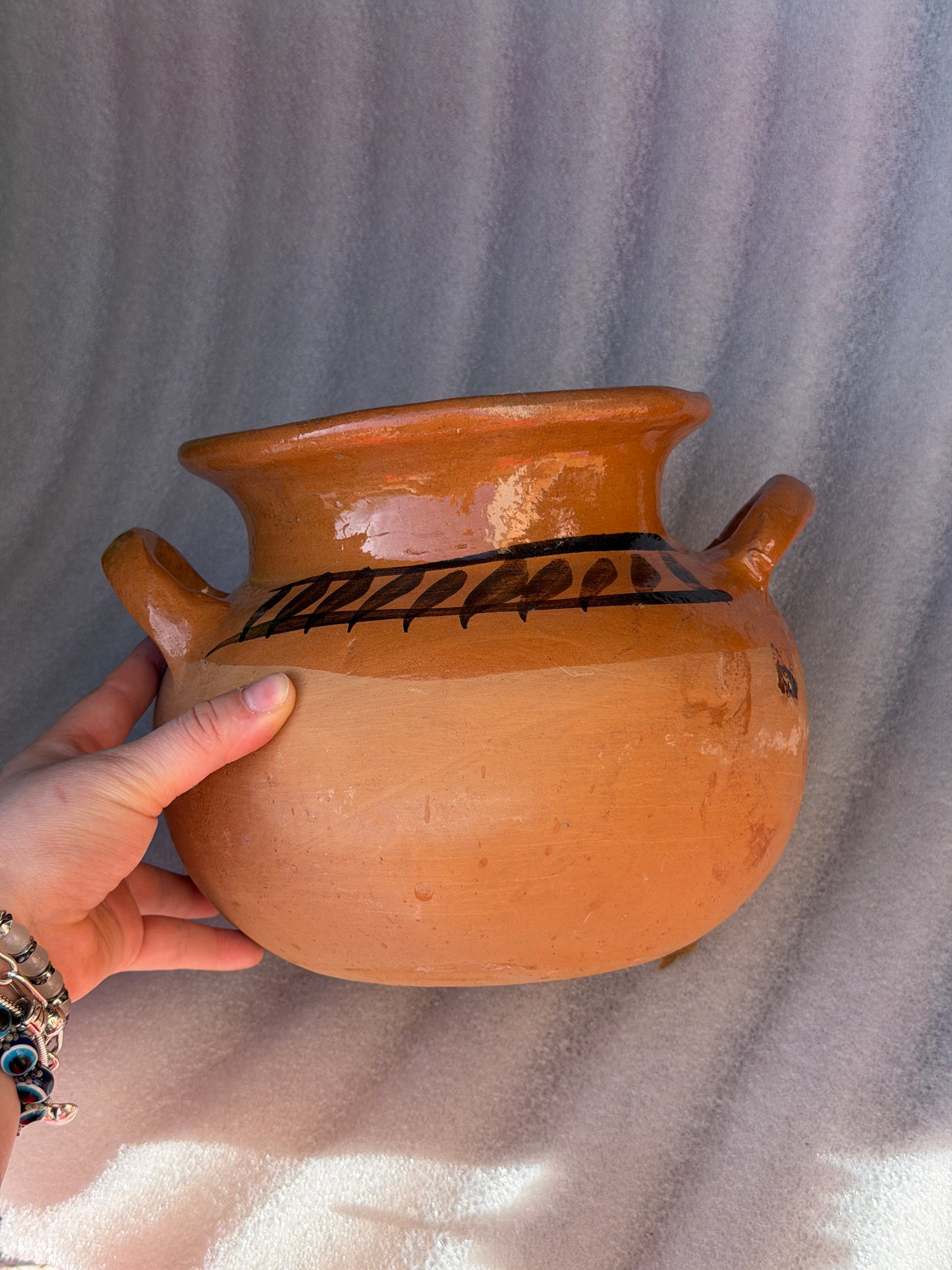 Handmade Round Mexican Barro Olla Pot