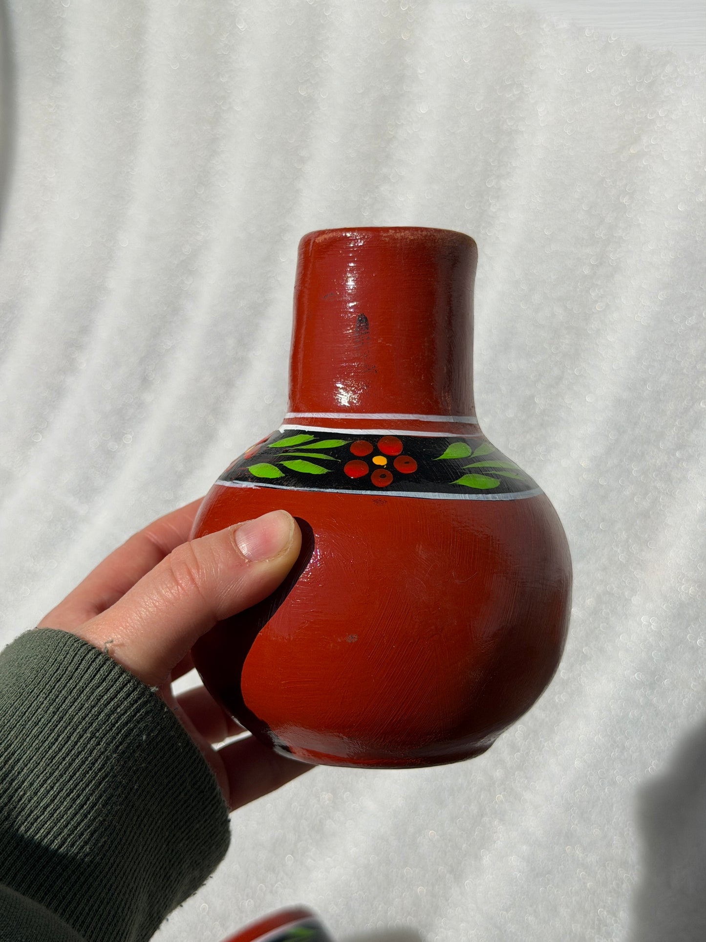 Small Red Hand Painted Cantaro with Cup