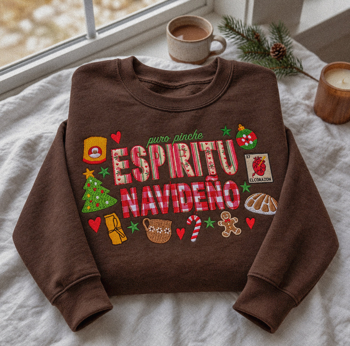 Puro Pinche Espíritu Navideño Embroidered Sweatshirt