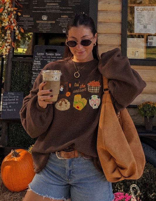 ’Tis the Season Appliqué Embroidered Sweatshirt