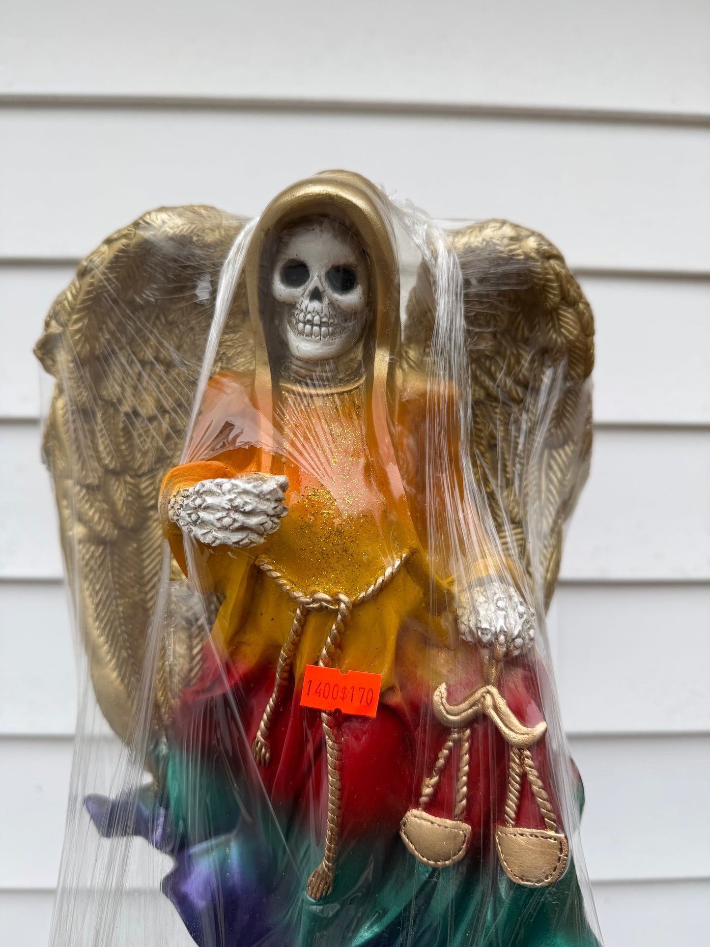 Santa Muerte Angel Wings 16in Decor Statue