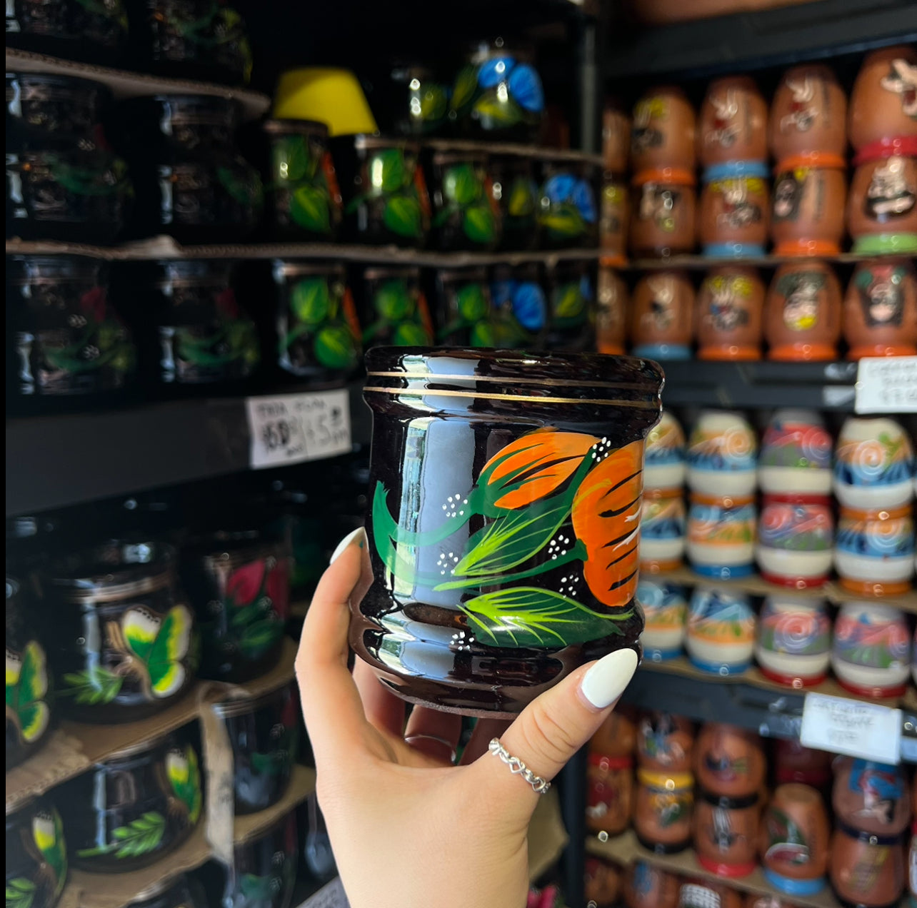 Floral Orange Ceramic Hand-painted Mug