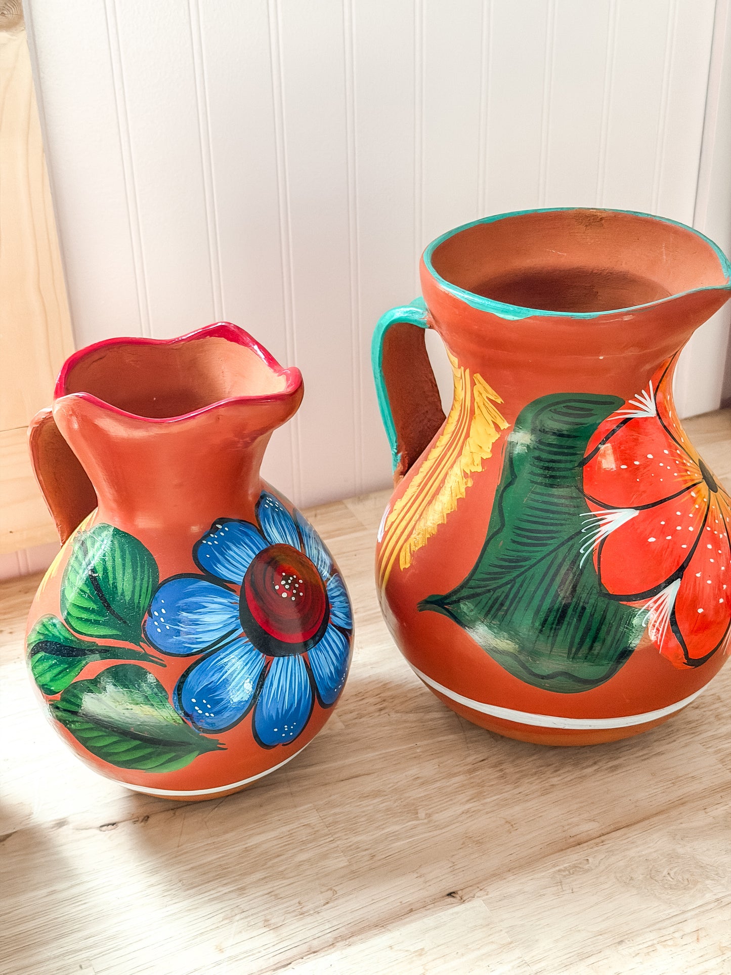 Mexican Barro Floral Pitcher