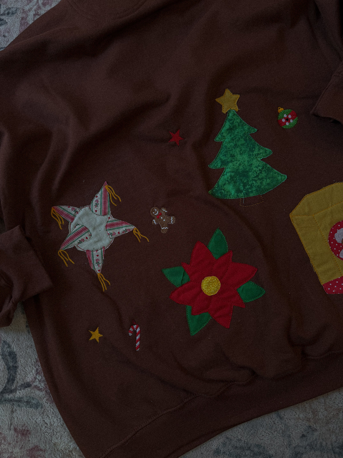 Handmade Christmas Appliqué & Embroidered Sweatshirt