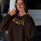 Fall Charm Necklace Embroidered Sweater