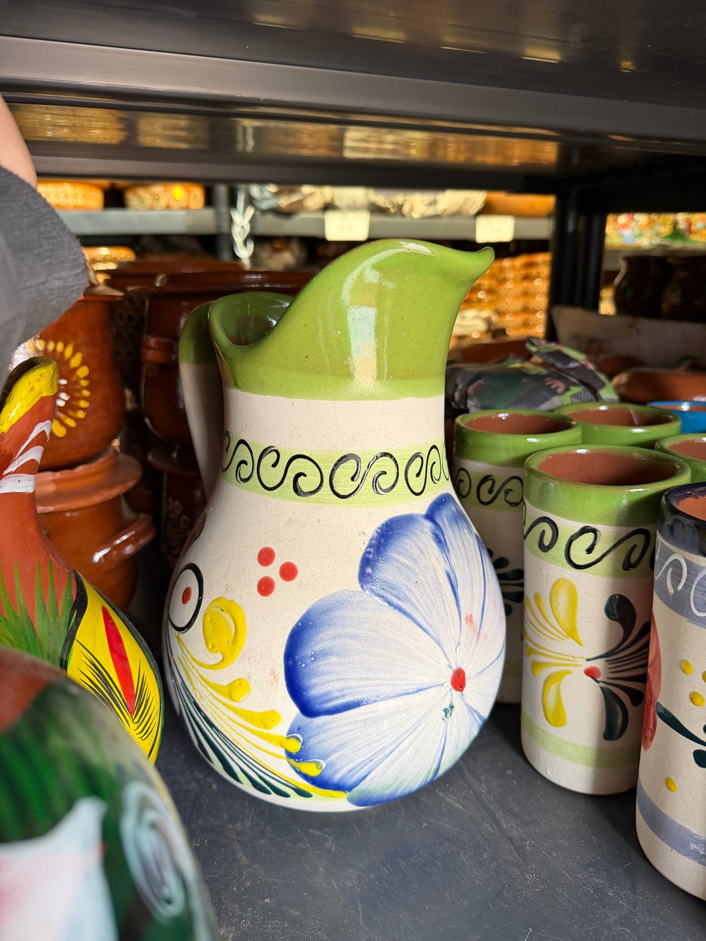 Engobe-Style Mexican Pitcher Set