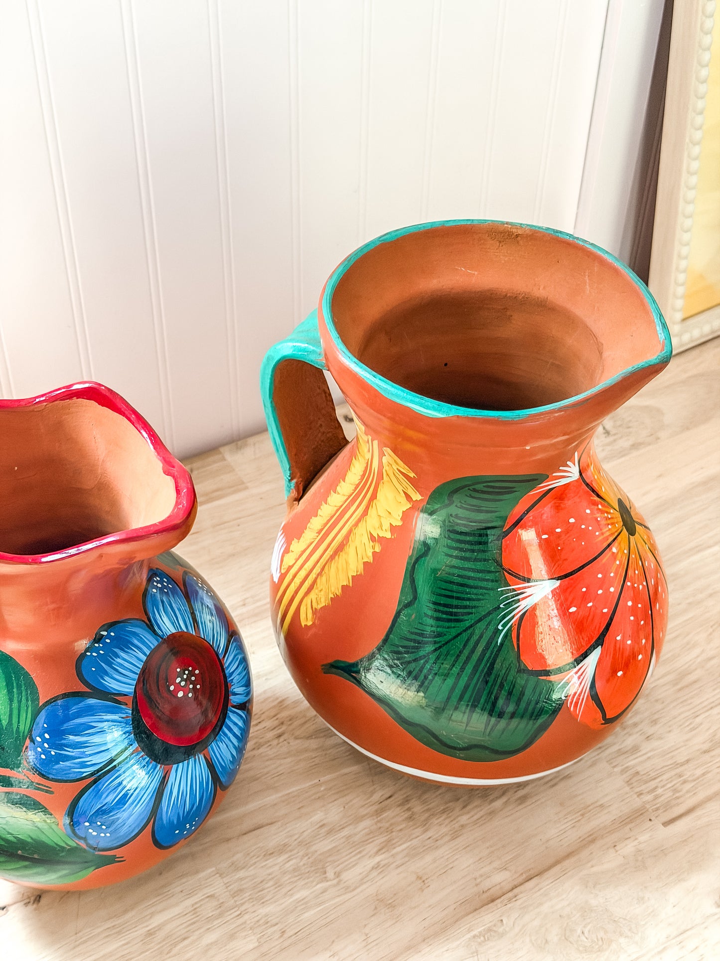 Mexican Barro Floral Pitcher