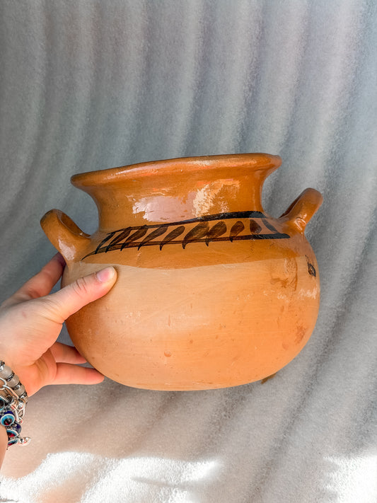 Handmade Round Mexican Barro Olla Pot