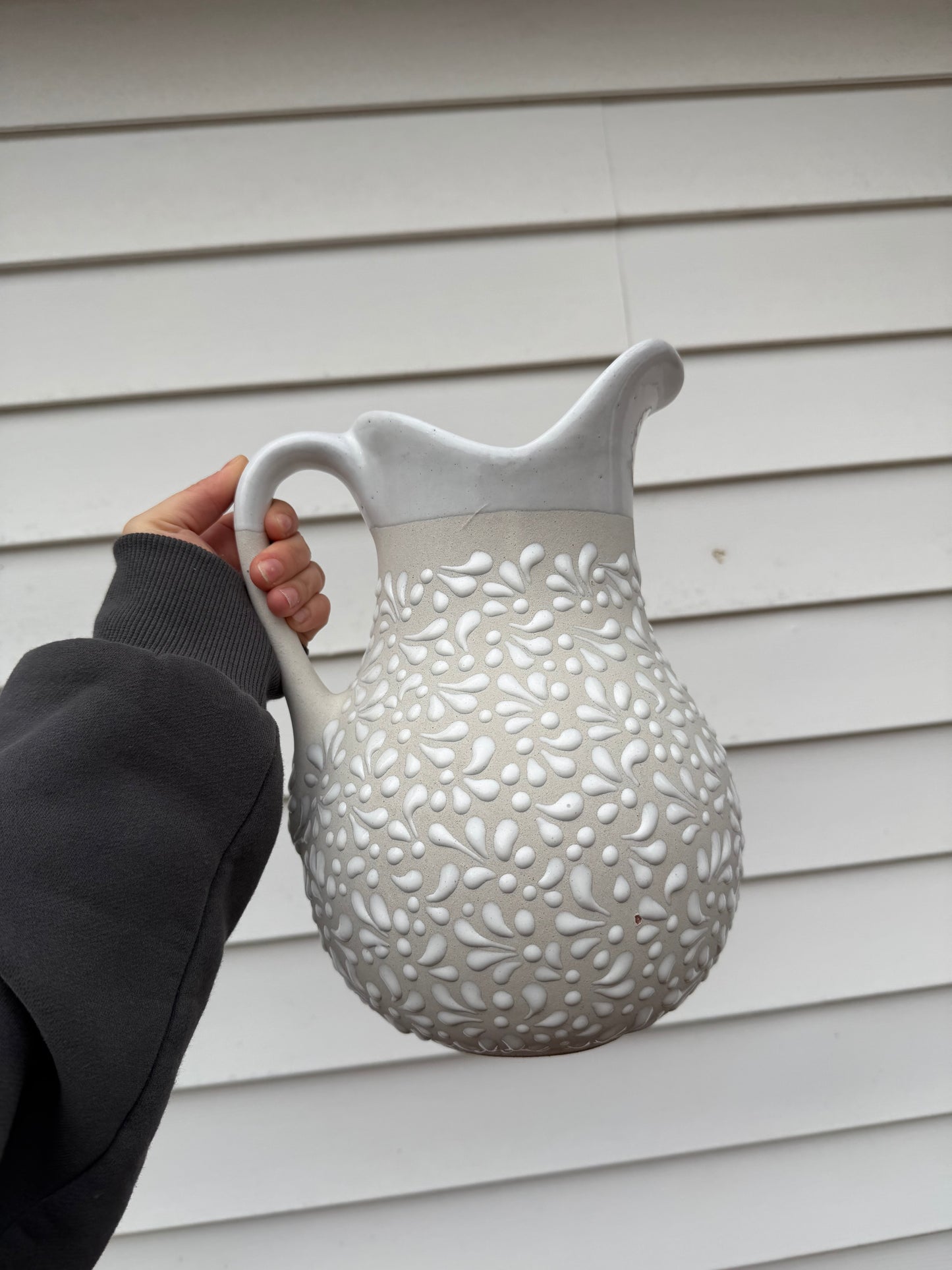 Hand-Painted White Pitcher