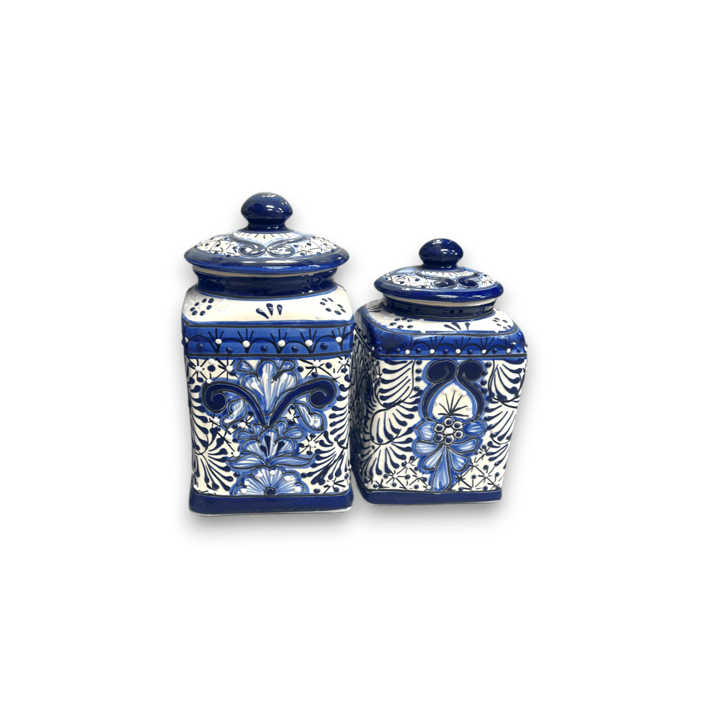 Blue Talavera Canister Set | Handmade Mexican Ceramic Jars