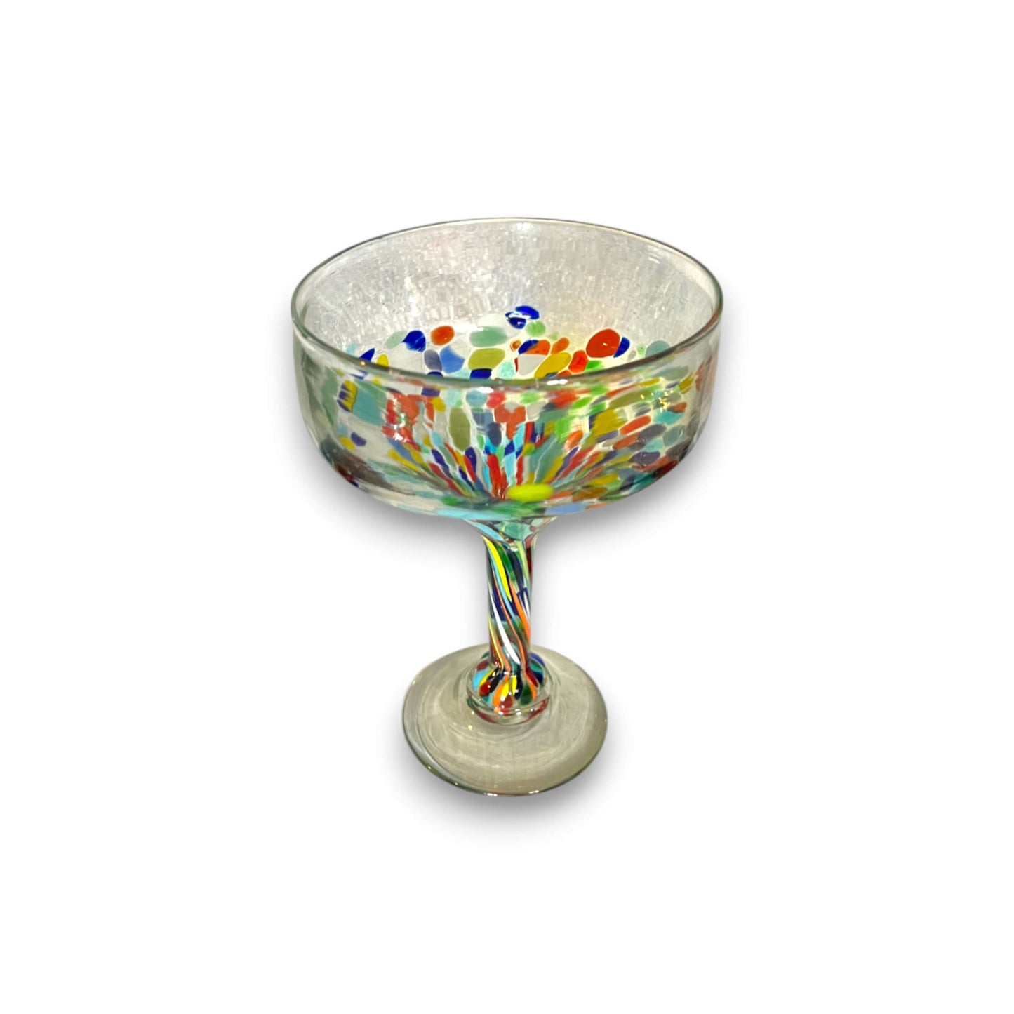 Hand-Blown Mexican Margarita Glass | Confetti Speckle Style