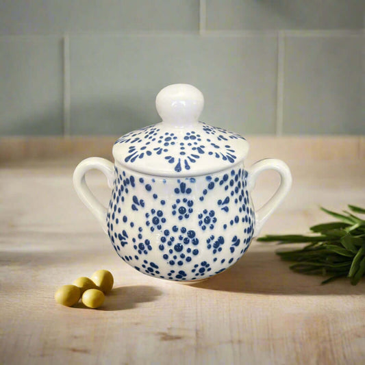 Blue & White Talavera Sugar Jar | Handmade Puebla Kitchenware