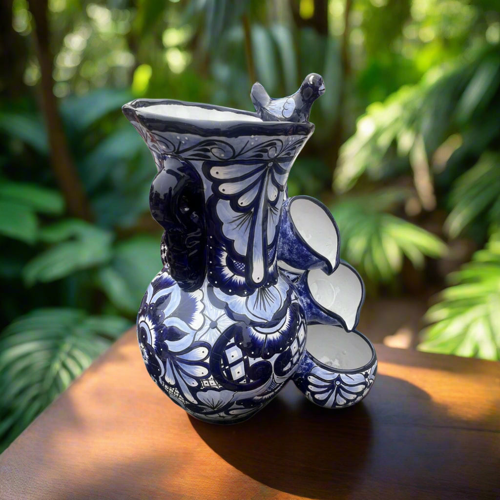 Handmade Talavera Fountain | Blue and White Mexican Ceramic Decor
