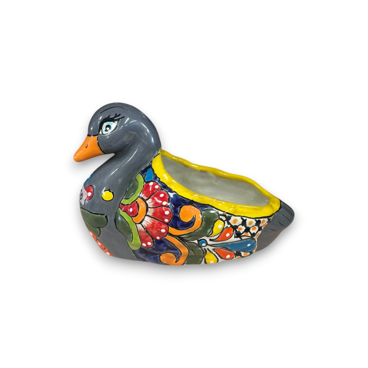 Colorful Talavera Duck Planter | Hand-Painted Mexican Succulent Pottery Art
