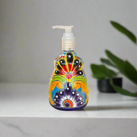 Talavera Soap Dispenser | Hand-Painted Mexican Ceramic Bathroom Decor
