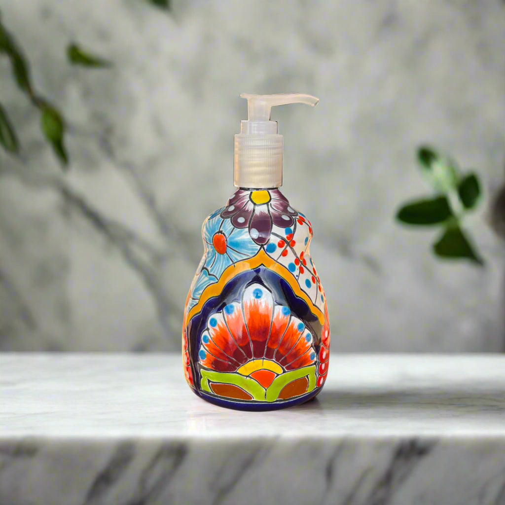Talavera Soap Dispenser | Hand-Painted Mexican Ceramic Bathroom Decor