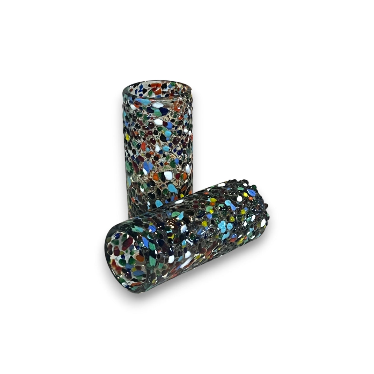 Hand Blown Double Shot Glass | Mexican Confetti Glassware
